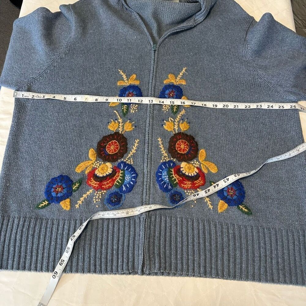 Vintage Victoria Jones Floral Embroidered Knit Sweater Jacket Womens 3X Boho Art - Picture 6 of 8